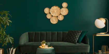 A green themed living room