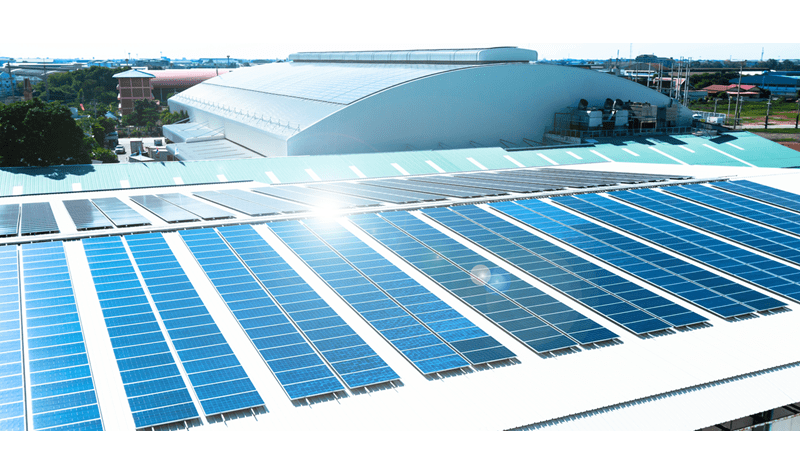 Solar panels on commercial building