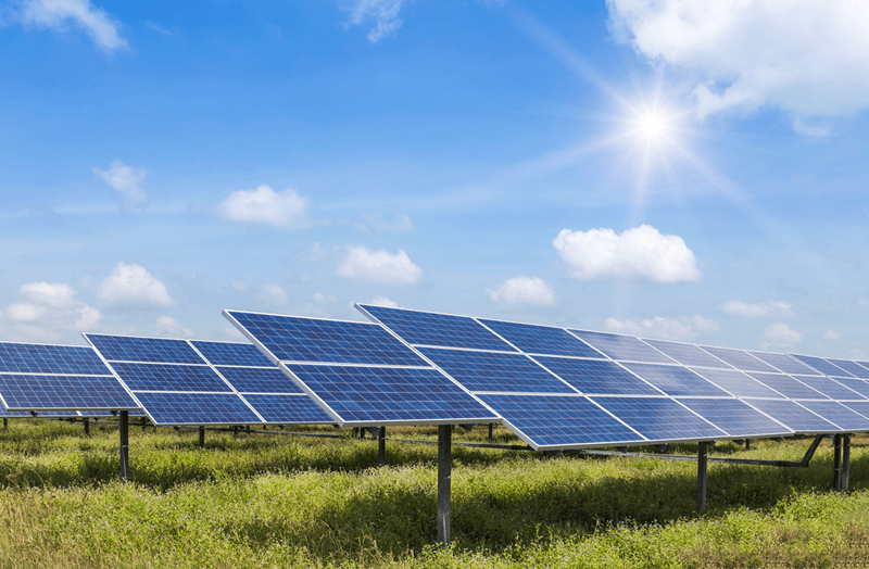 Solar panels on rural land