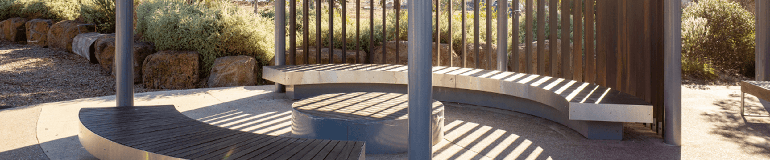 Outdoor shaded seating area