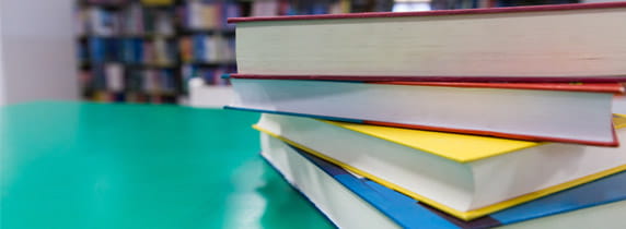 Books on a table