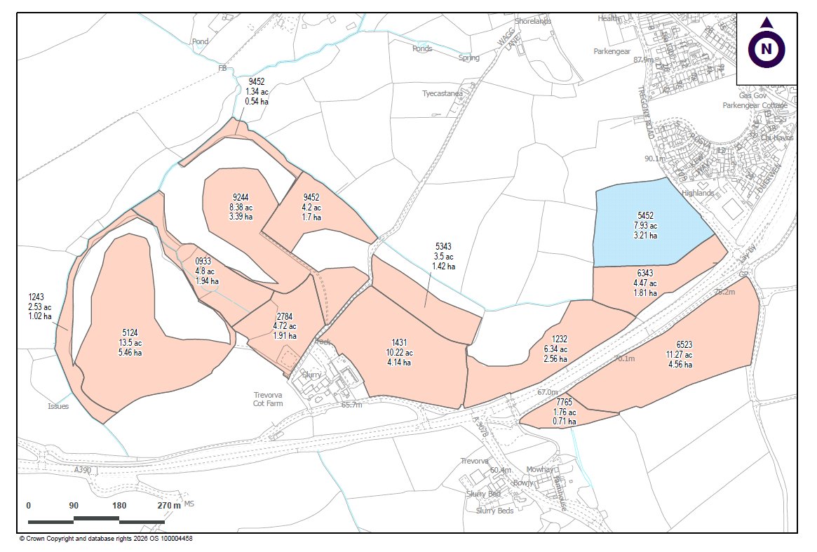 85 acres Land, Probus, Cornwall TR2 - Available